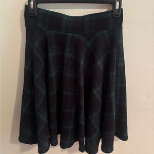 Green and black plaid skirt